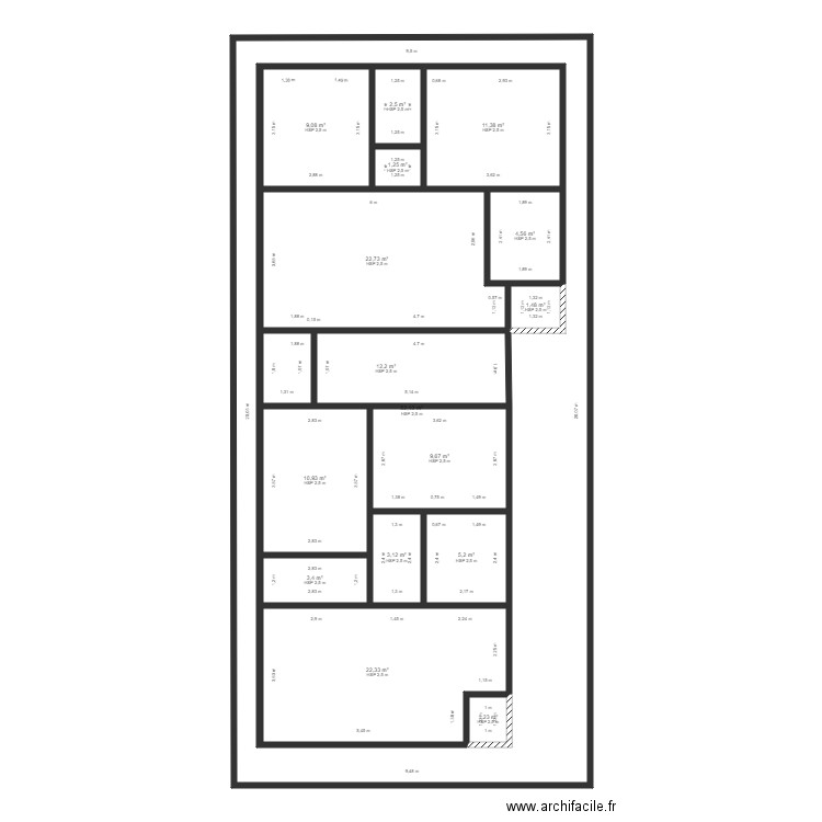 ganvala r+1. Plan de 16 pièces et 311 m2