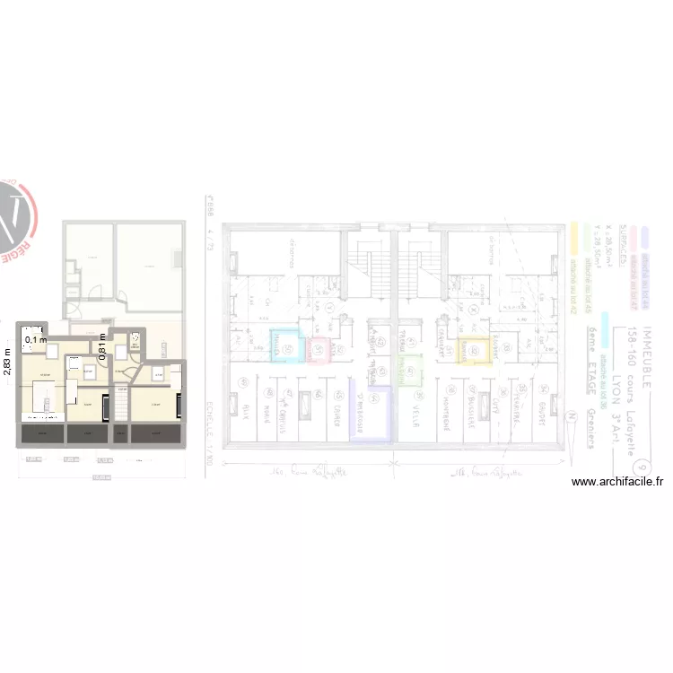 grenier23. Plan de 19  et 144 m²