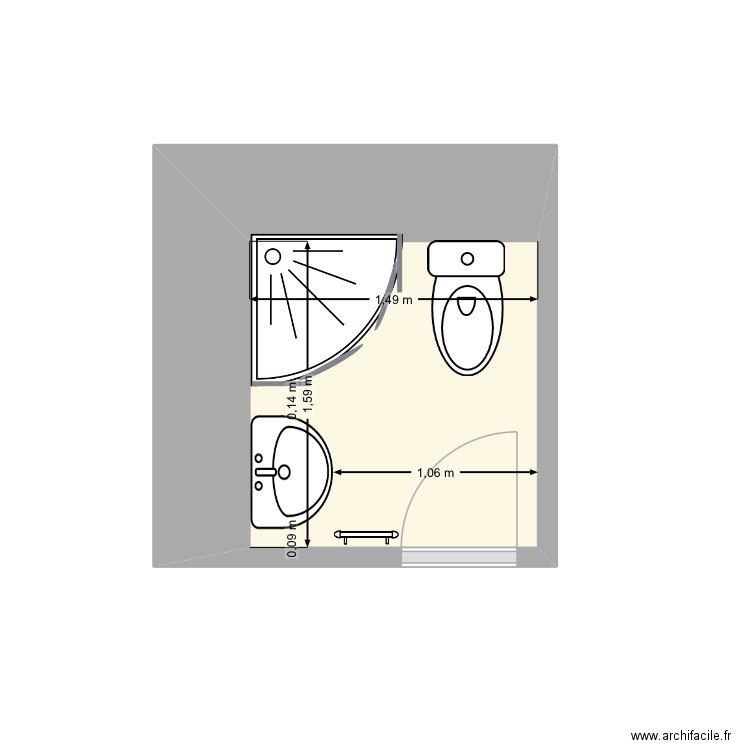 DAMPT Murielle. Plan de 1 pièce et 2 m2
