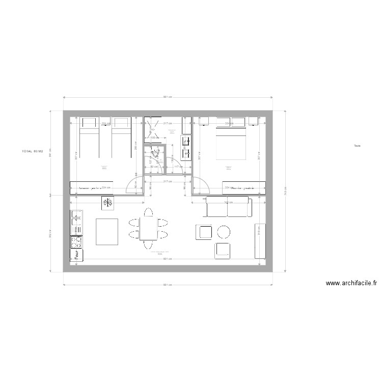 CHALET. Plan de 5 pièces et 59 m2
