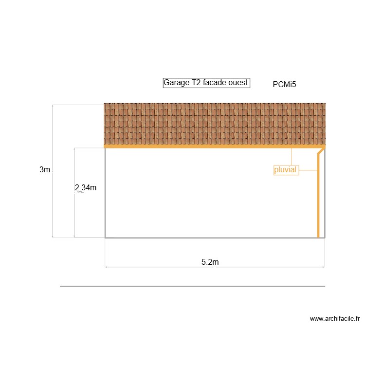 Garage T2 facade ouest. Plan de 0 pièce et 0 m2