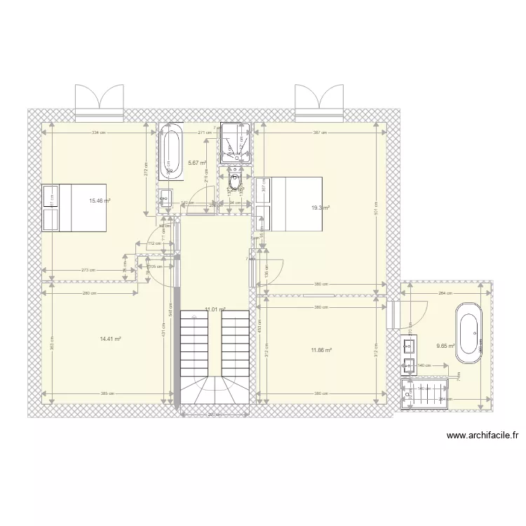 ETAGE MALISSARD. Plan de 8 pièces et 89 m²