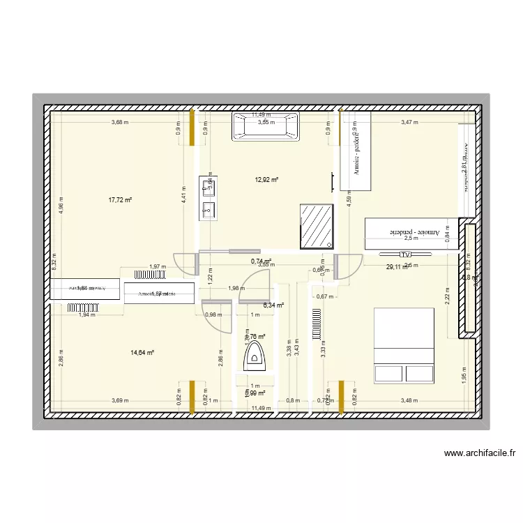 etage 1. Plan de 9 pièces et 180 m²