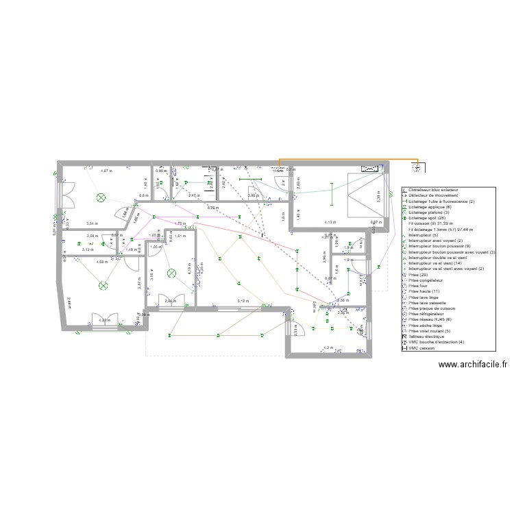 PINAUD. Plan de 4 pièces et 142 m2