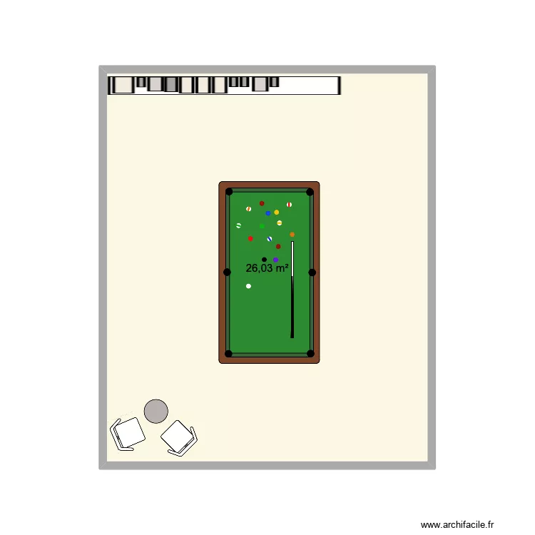 Salle billard La Scala. Plan de 