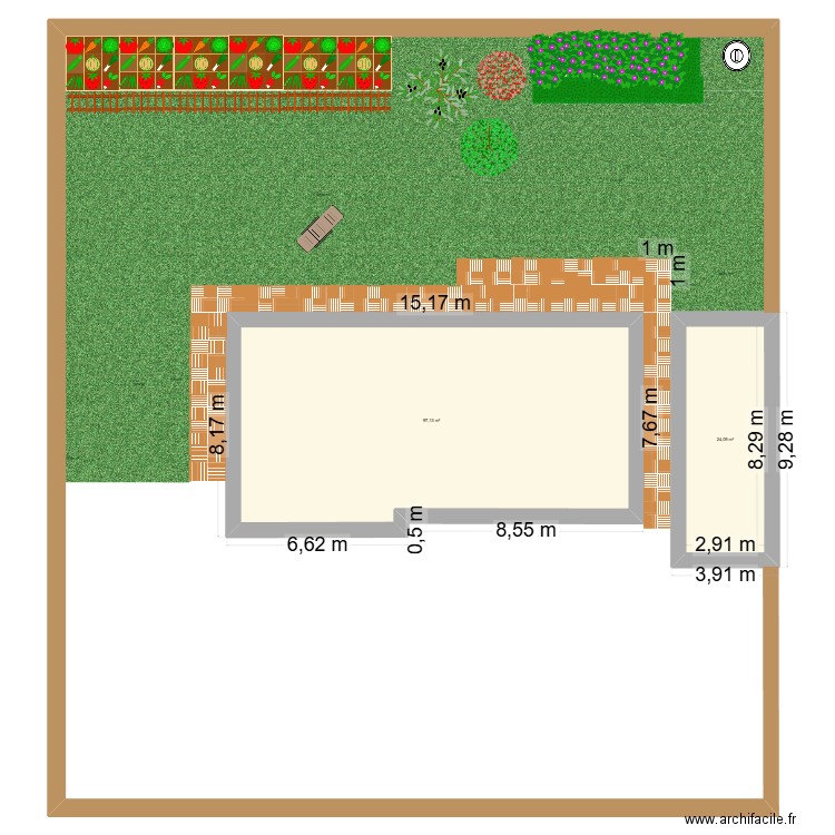 Plan Miason. Plan de 2 pièces et 121 m2
