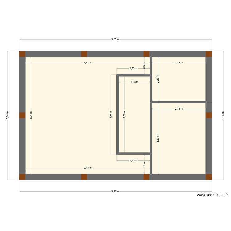 2ch 55m2 new2 plancher numero 1. Plan de 4 pièces et 55 m2