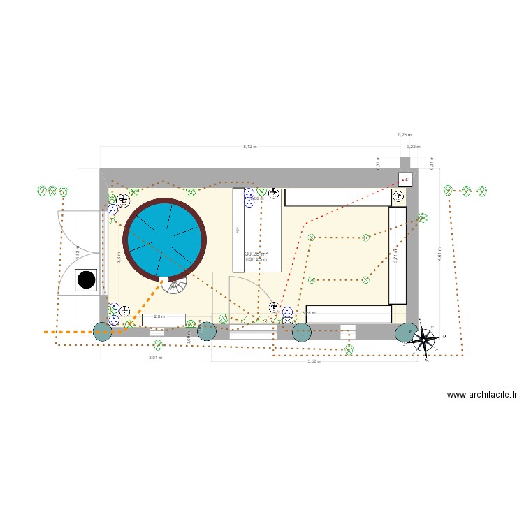 Garage futur 3 élec. Plan de 1 pièce et 30 m2