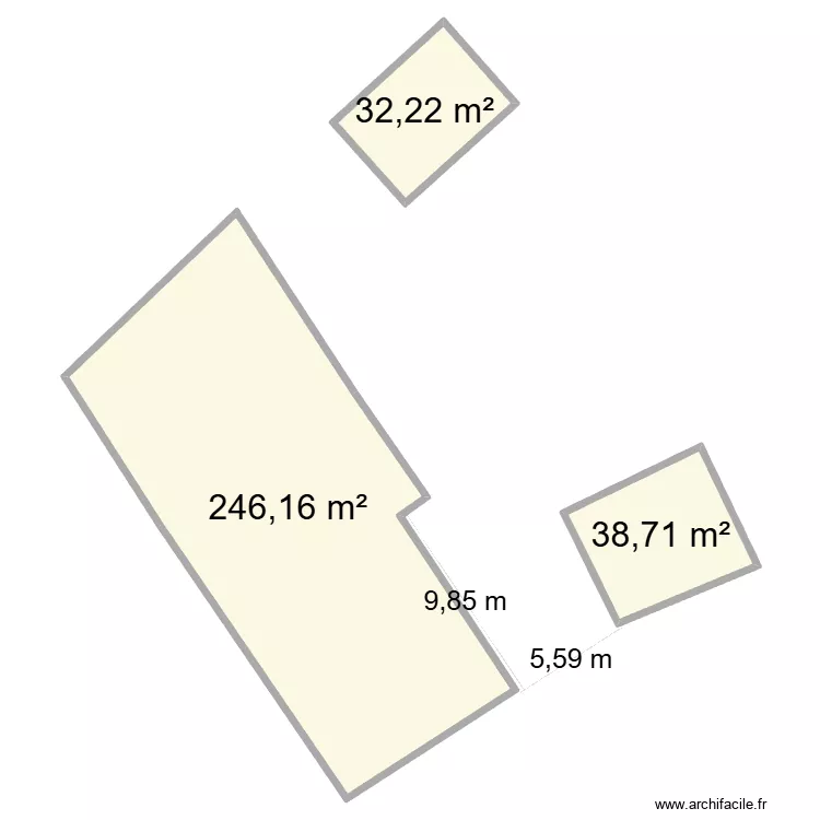 cadastre villeneuve(cote mur )20260216. Plan de 3  et 317 m²