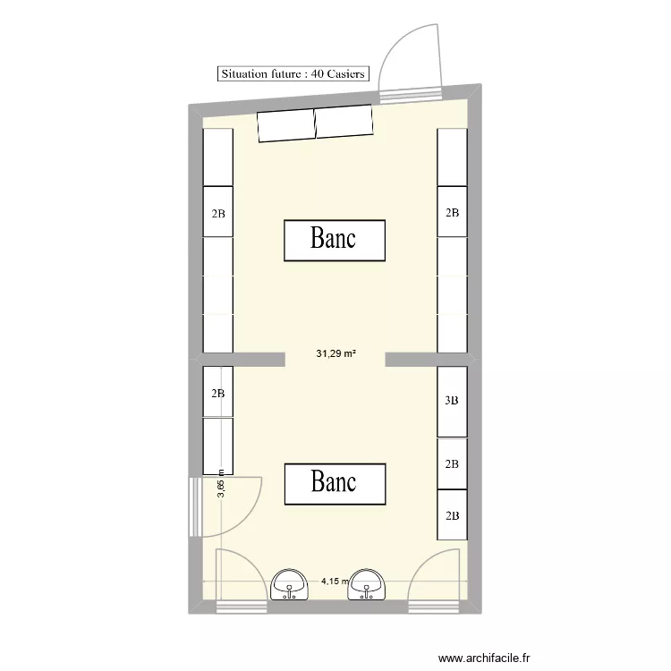 Aménagement Vestiaire. Plan de 1 et 31 m² Aménagement Vestiaire. Plan de 1 et 31 m²