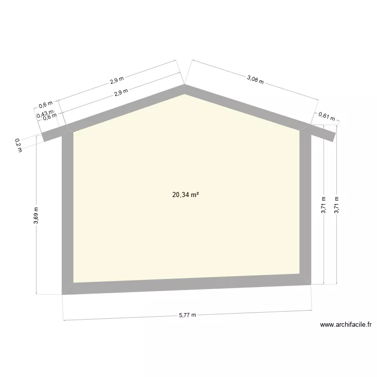 FACADE ST MARCEL NORD. Plan de 1 Pièce et 20 m²