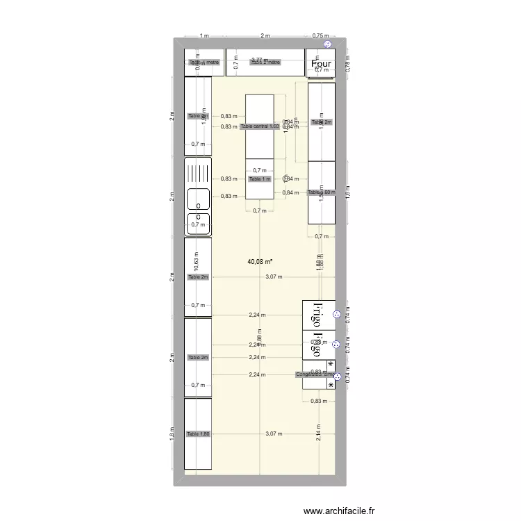 box event. Plan de 1  et 40 m²
