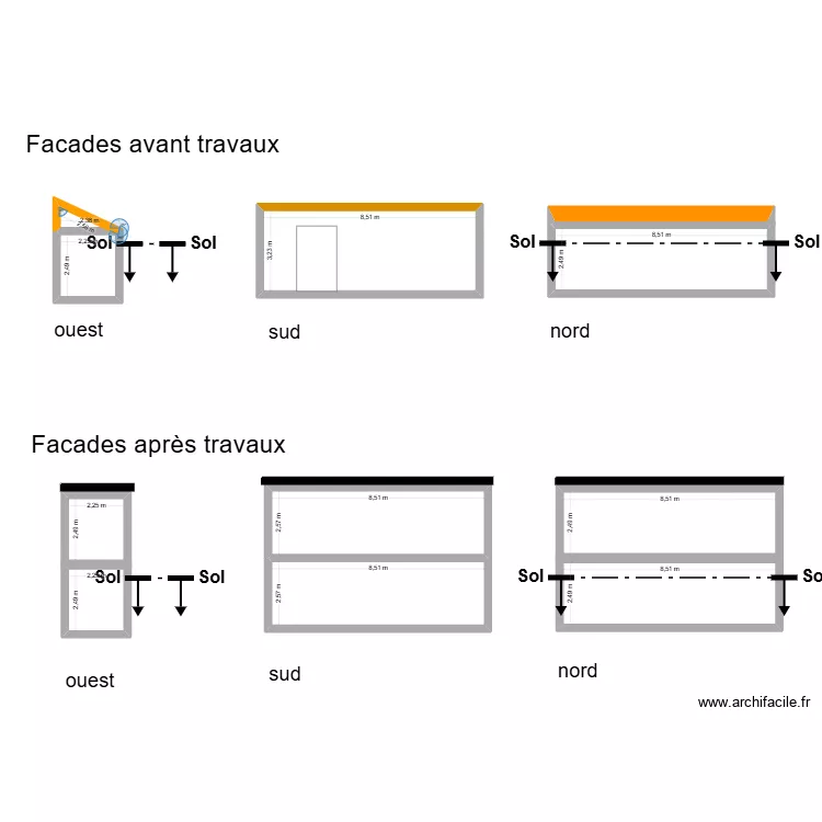 Facade. Plan de 10 et 152 m² Facade. Plan de 10 et 152 m²