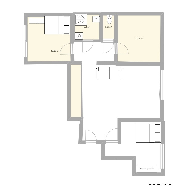 PROJET JEROME THII. Plan de 4 pièces et 30 m2