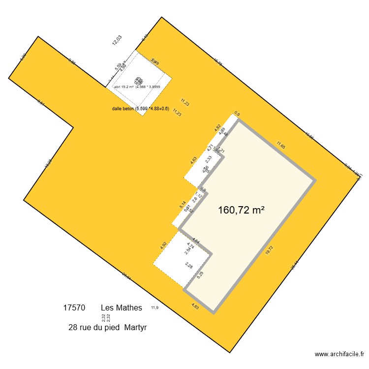 terrain et maison avec cabane 19.50 m² 14h28. Plan de 1 pièce et 161 m2