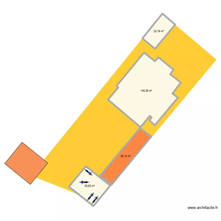 chambre. Plan de 4  et 237 m²
