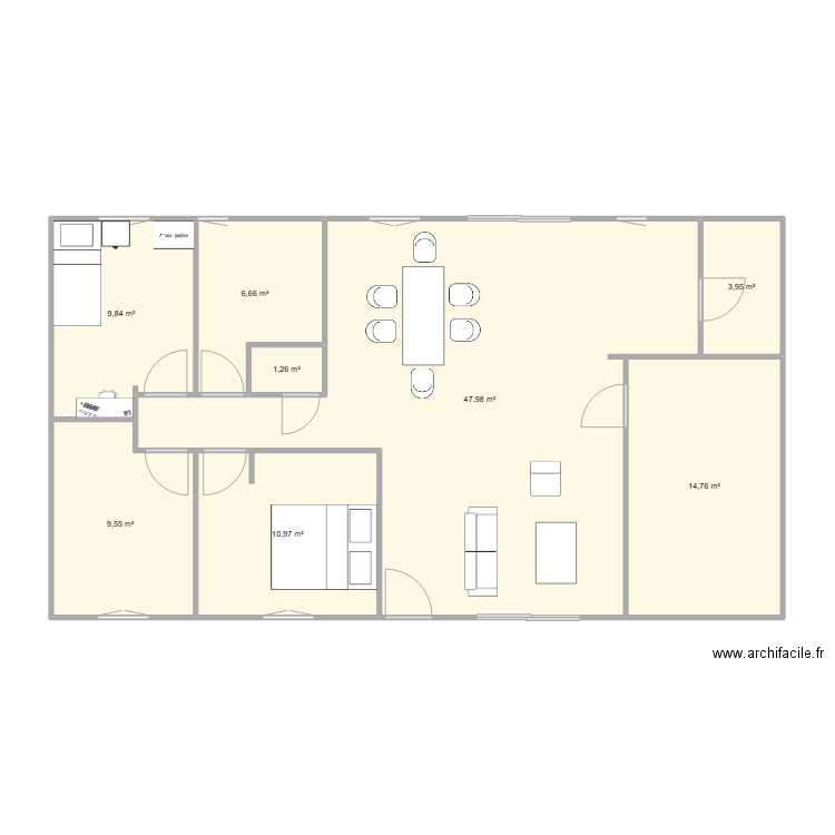 Fere. Plan de 8 pièces et 105 m2