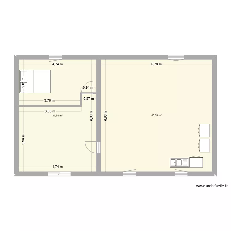 MAO 1ER ETAGE. Plan de 2 et 78 m² MAO 1ER ETAGE. Plan de 2 et 78 m²