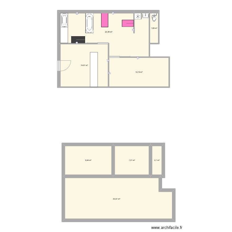 Salon nouvel dispo. Plan de 8 pièces et 103 m2