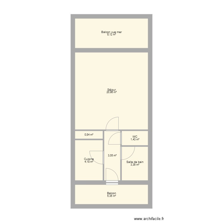 Corse plan actuel. Plan de 8 pièces et 47 m2