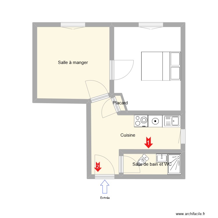BERTIN. Plan de 4 pièces et 18 m2