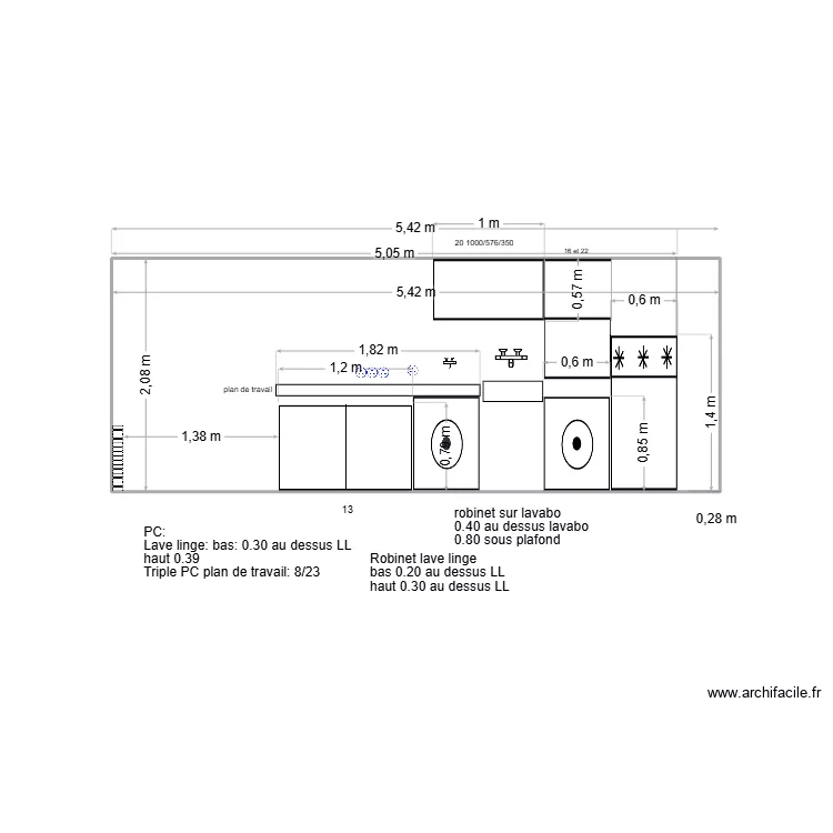 mur nord buanderie. Plan de mur nord buanderie. Plan de