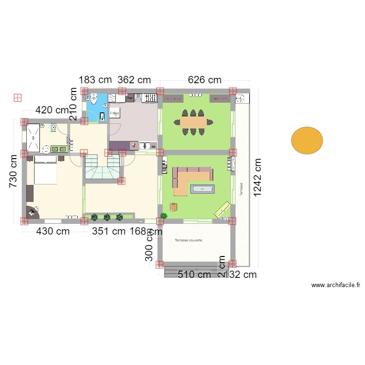 Plan rez de chaussee simple-Avec Escalier . Plan de 11 pièces et 133 m2