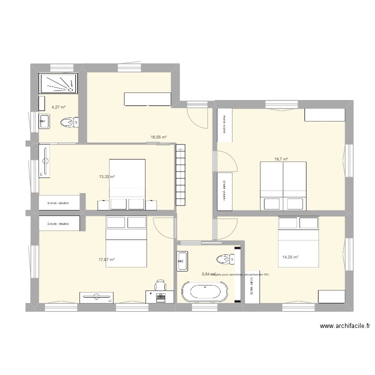 PROJET MAISON 16b AD. Plan de 7 pièces et 91 m2