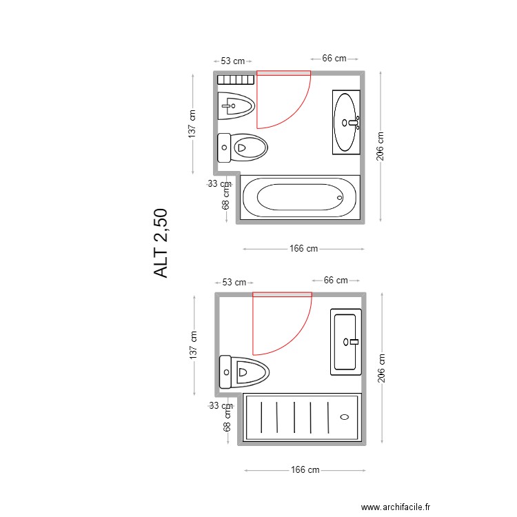 PLANO3. Plan de 2 pièces et 7 m2