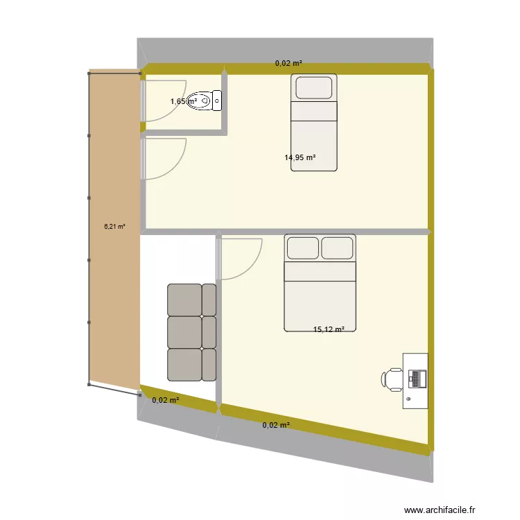 Maison G&eacute;ovreissiat 2&egrave;me &eacute;tage. Plan de 6 Pièces et 32 m²
