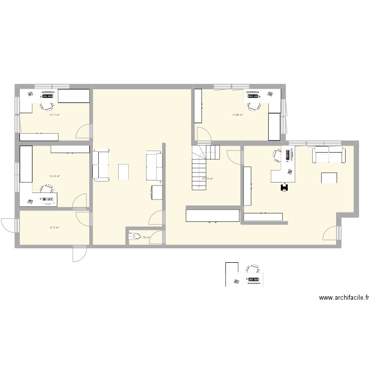 Bureaux étage 17.11.23. Plan de 9 pièces et 256 m2