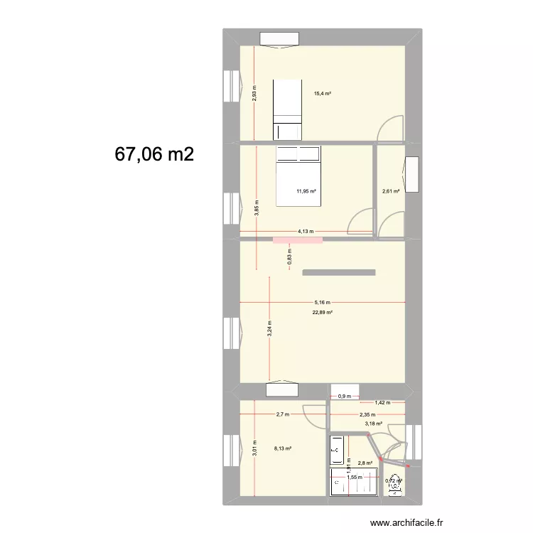 bastia 1. Plan de 8 et 68 m² bastia 1. Plan de 8 et 68 m²