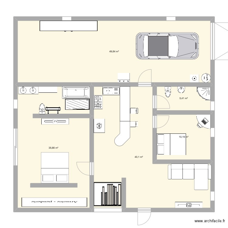 PLAN RECTANGLE 140m2. Plan de 5 pièces et 141 m2