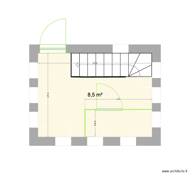 PIGEONNIER. Plan de 1 pièce et 9 m2