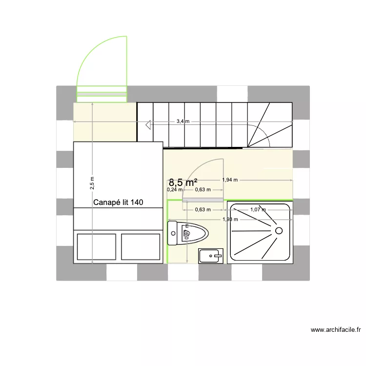 PIGEONNIER. Plan de 1  et 9 m²
