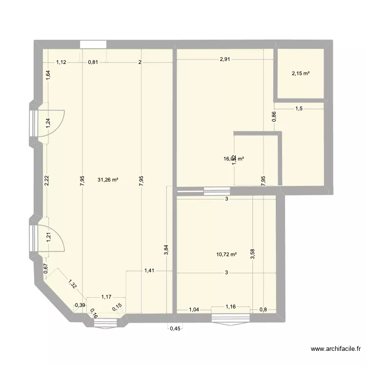 POILUS ORIGINE. Plan de 4 pièces et 60 m² POILUS ORIGINE. Plan de 4 pièces et 60 m²