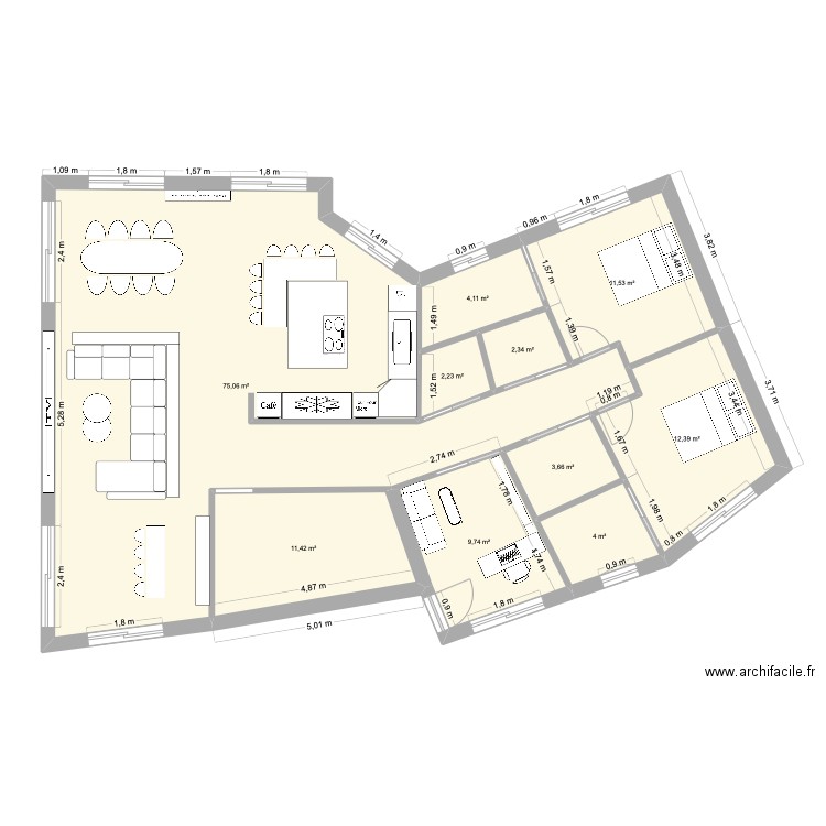 Maison44. Plan de 10 pièces et 136 m2