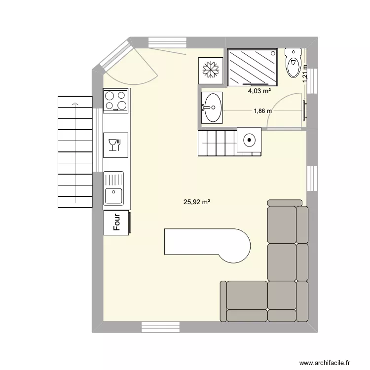 St Paul. Plan de 2 Pièces et 30 m² St Paul. Plan de 2 Pièces et 30 m²