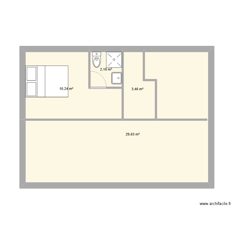 GRANDE AUGUIERE. Plan de 4 pièces et 46 m2