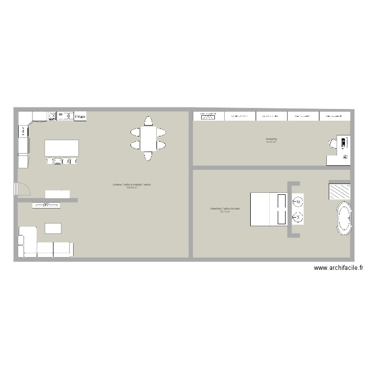 appartement XXL. Plan de 3 pièces et 190 m2