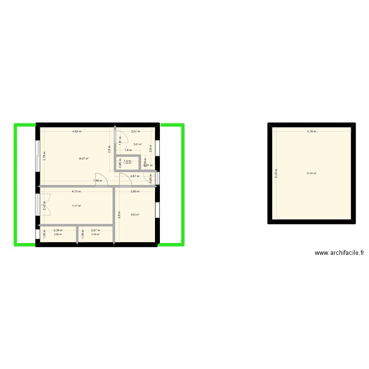 yamoussoukro. Plan de 8 pièces et 85 m2