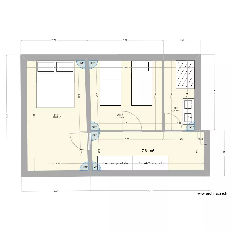 MAISON. Plan de 4  et 32 m²