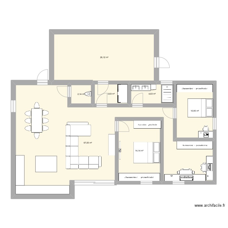 gages. Plan de 7 pièces et 129 m2
