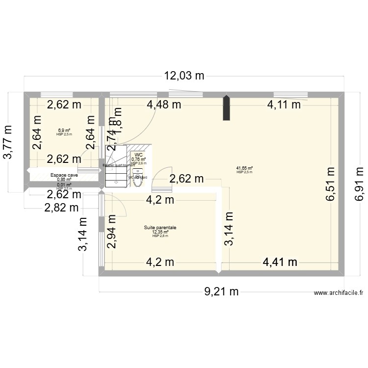Plan Benjamin Ortega - Viste 1. Plan de 6 pièces et 63 m2