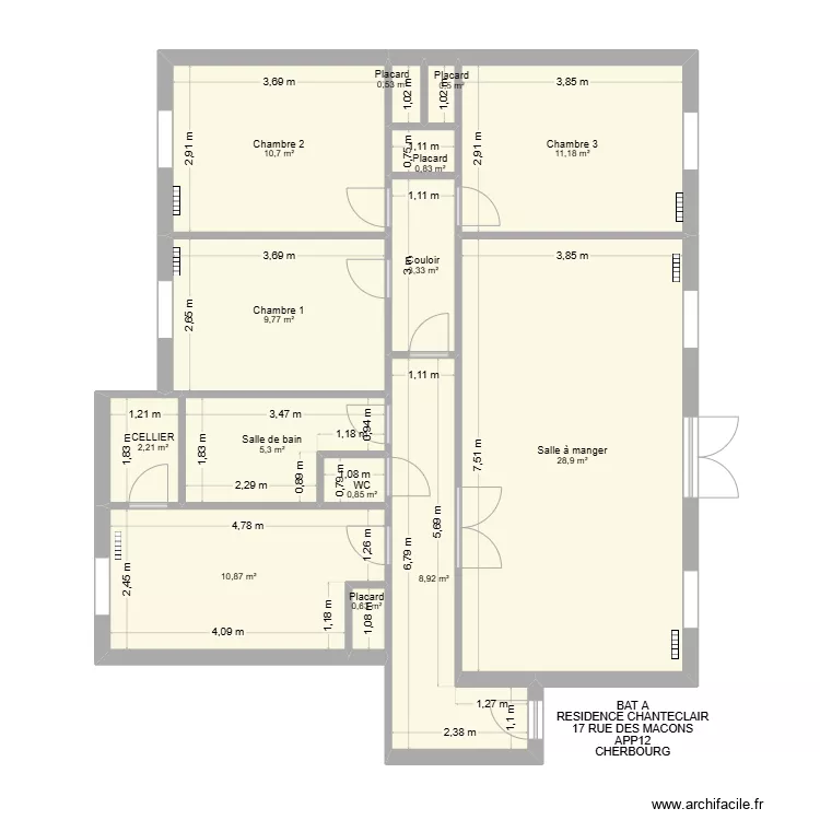 BAT A APP12 res chanteclair. Plan de 