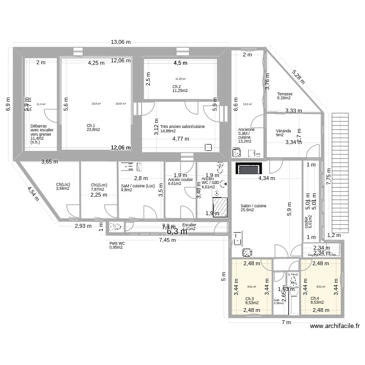 Maison_A_B_C_Etage_surface_2026_02_10. Plan de 0 pièce et 0 m2