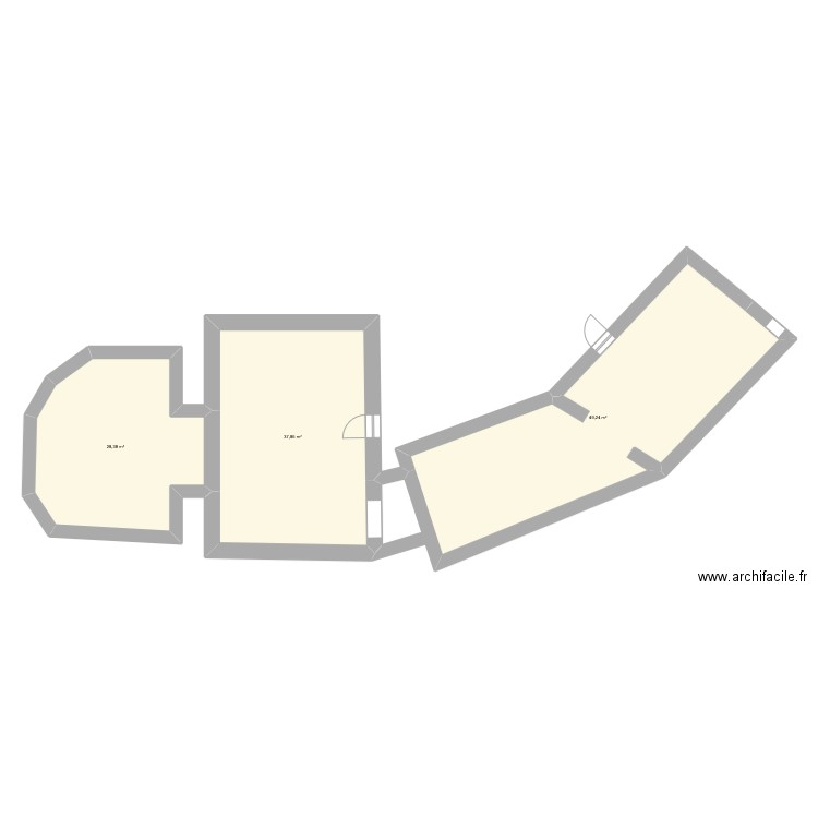 rah. Plan de 3 pièces et 115 m2