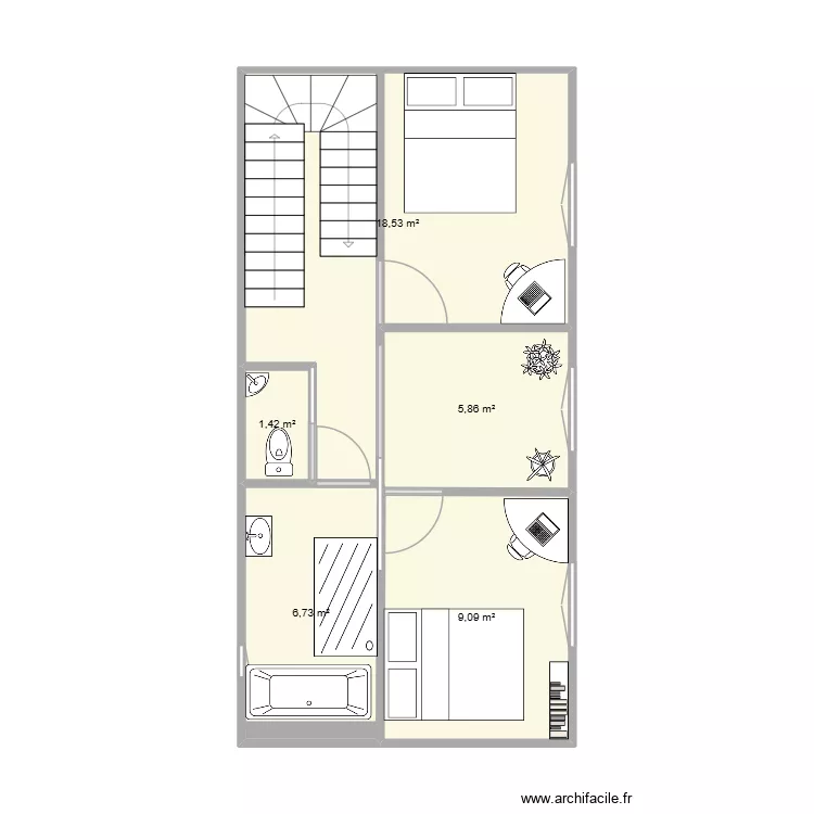 Etage 1 reve 3c. Plan de 5  et 42 m²