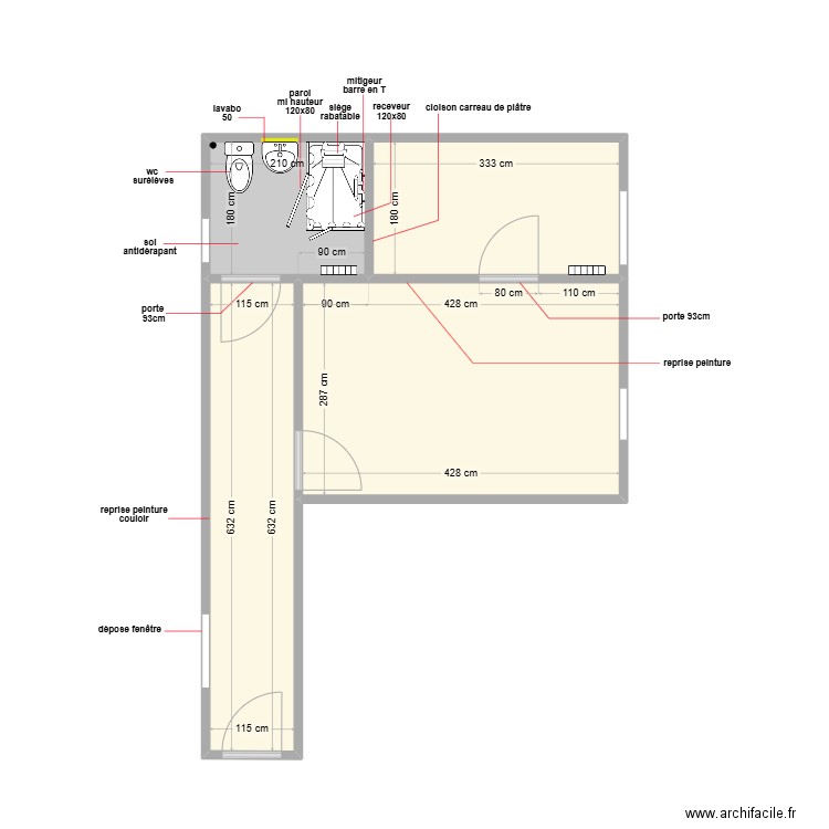 akkal. Plan de 4 pièces et 29 m2