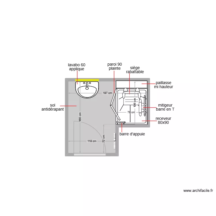 diagne. Plan de 1  et 3 m²